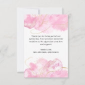 Modern Elegant Pink and Gold Photo Wedding  サンキューカード (裏面)