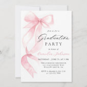 Modern Elegant Pink Bow Arch Photo Graduation 招待状 (裏面)