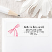 Modern Elegant Pink Bow Return Address ラベル (インサイチュ)