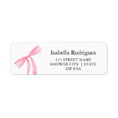 Modern Elegant Pink Bow Return Address ラベル (正面)