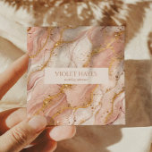 Modern Elegant Pink Gold Beige Marble スクエア名刺