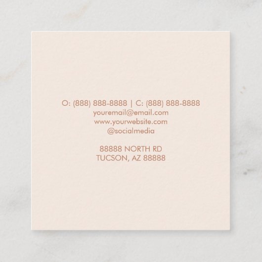 Modern Elegant Pink Gold Beige Marble スクエア名刺 (裏面)