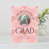 Modern Elegant pink hearts graduation 招待状 (スタンド正面)