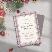 Modern Elegant Pink Plaid Christmas Party 招待状