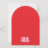 Modern Elegant Pink Red 21st Birthday Arch 招待状 (裏面)