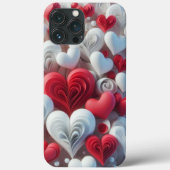 Modern elegant pink white heart valentine Case-Mate iPhoneケース (裏面)
