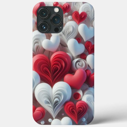 Modern elegant pink white heart valentine  Case-Mate iPhoneケース (裏面)