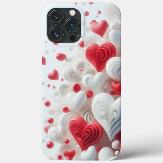 Modern elegant pink white heart valentine  Case-Mate iPhoneケース (裏面)