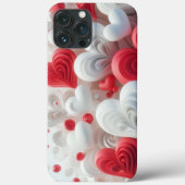 Modern elegant pink white heart valentine Case-Mate iPhoneケース (裏面)