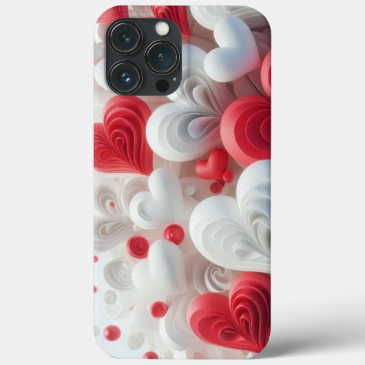 Modern elegant pink white heart valentine  Case-Mate iPhoneケース (裏面)