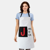 Modern Elegant Plain Professional Name Monogram エプロン (着用した状態)