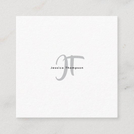 Modern Elegant Plain Professional Name Monogram エンクロージャーカード (正面)