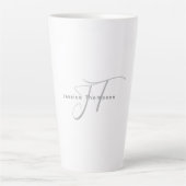 Modern Elegant Plain Professional Name Monogram カフェラテマグ (正面)