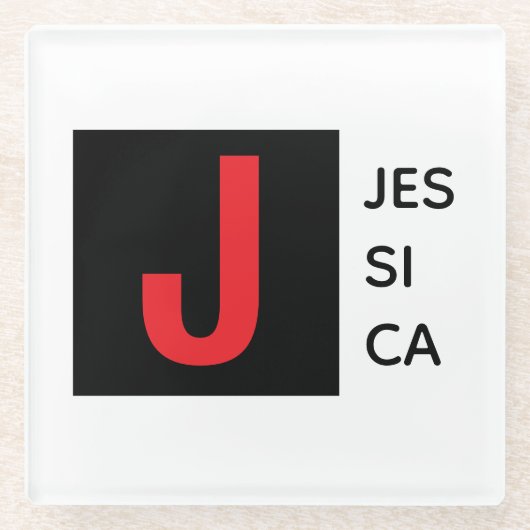 Modern Elegant Plain Professional Name Monogram ガラスコースター (正面)