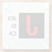 Modern Elegant Plain Professional Name Monogram ガラスコースター (裏面)