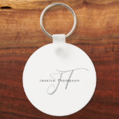 Modern Elegant Plain Professional Name Monogram キーホルダー (正面)