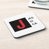 Modern Elegant Plain Professional Name Monogram コースター (左側)