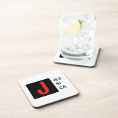Modern Elegant Plain Professional Name Monogram コースター (右側)