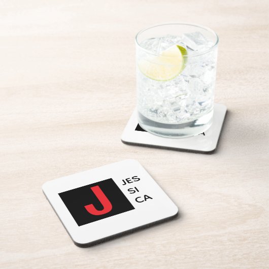 Modern Elegant Plain Professional Name Monogram コースター (右側)