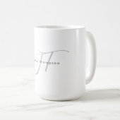Modern Elegant Plain Professional Name Monogram コーヒーマグカップ (正面右)
