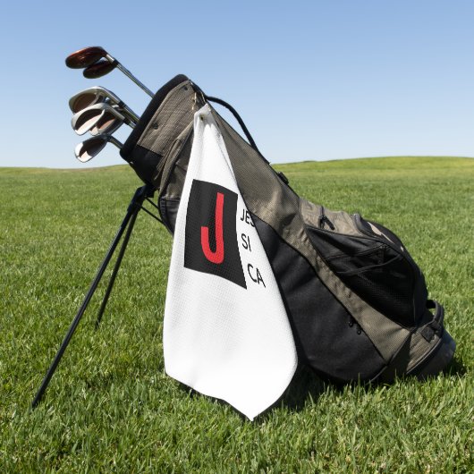 Modern Elegant Plain Professional Name Monogram ゴルフタオル (グリーン)