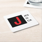 Modern Elegant Plain Professional Name Monogram スクエアペーパーコースター (アングル)