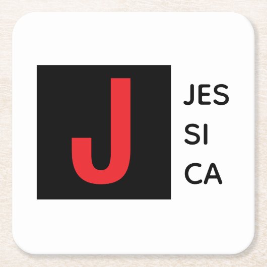 Modern Elegant Plain Professional Name Monogram スクエアペーパーコースター (正面)