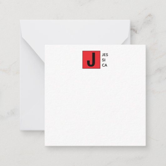 Modern Elegant Plain Professional Name Monogram ノートカード (正面)