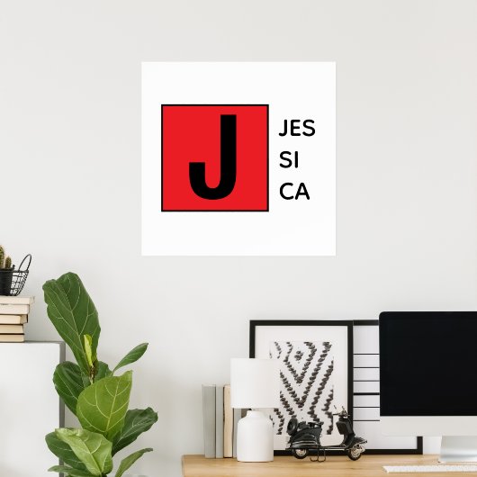 Modern Elegant Plain Professional Name Monogram ポスター (ホームオフィス)