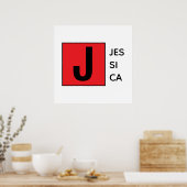 Modern Elegant Plain Professional Name Monogram ポスター (キッチン)