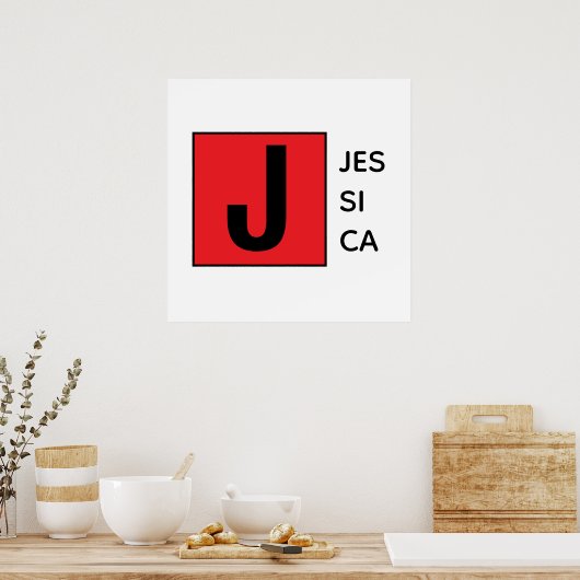 Modern Elegant Plain Professional Name Monogram ポスター (キッチン)