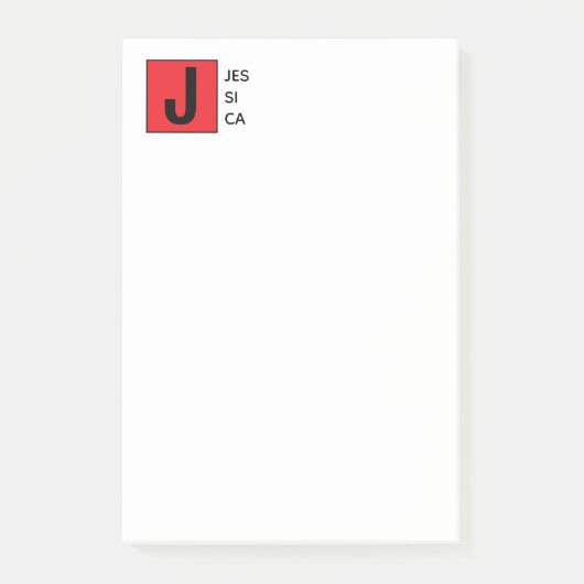 Modern Elegant Plain Professional Name Monogram ポストイット (正面)