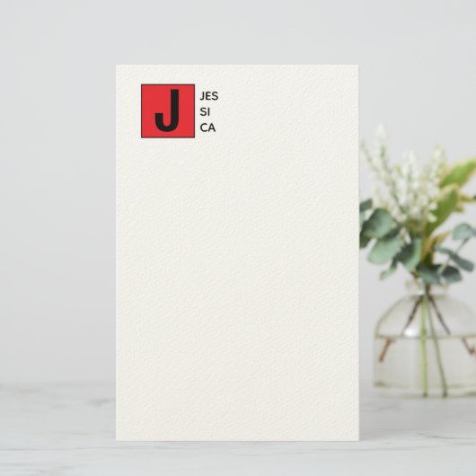 Modern Elegant Plain Professional Name Monogram 便箋 (スタンド正面)