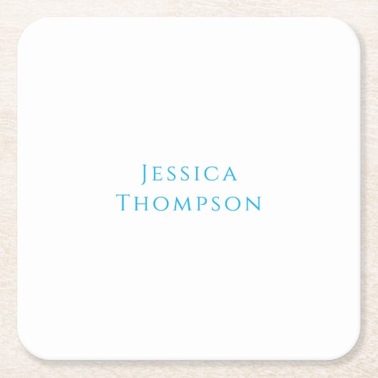 Modern Elegant Plain Simple Professional Name スクエアペーパーコースター (正面)