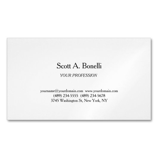 Modern Elegant Plain Simple White Special マグネット名刺 (正面)