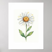 Modern Elegant Poster with Daisy Flower  ポスター (正面)