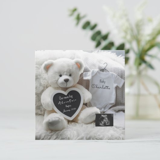 Modern Elegant Pregnancy Announcement Card 案内状 (スタンド正面)