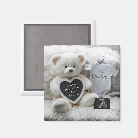 Modern Elegant Pregnancy Announcement Keepsake  マグネット (正面/裏面)