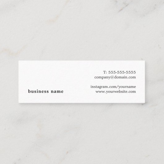 Modern Elegant Printed Kraft White Consultant スキニー名刺 (裏面)