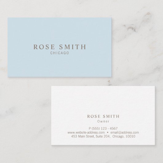 Modern Elegant Professional Baby Blue 名刺 (正面/裏面)