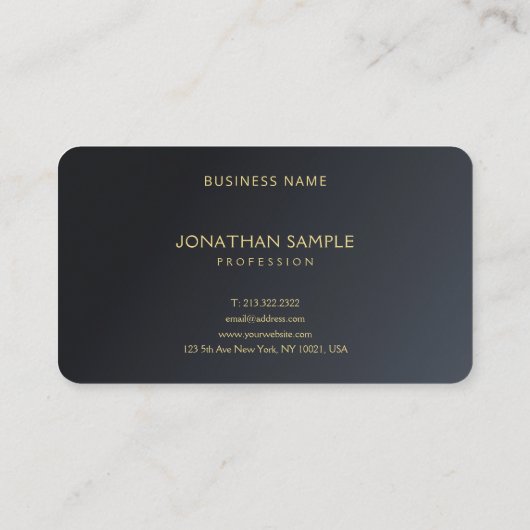 Modern Elegant Professional Black & Gold Luxurious 名刺 (裏面)