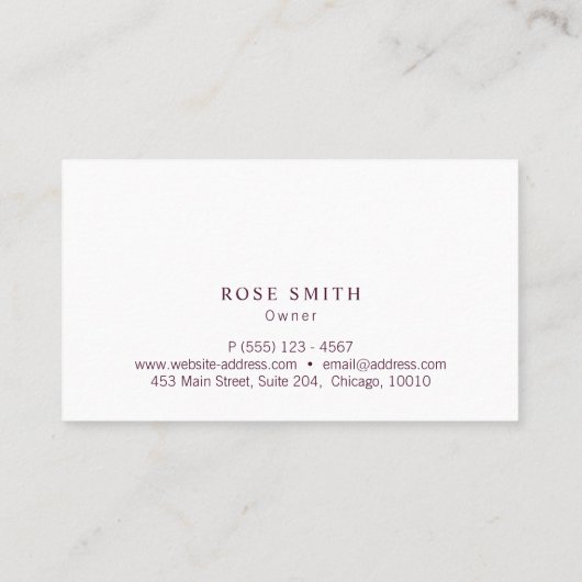 Modern Elegant Professional Burgundy 名刺 (裏面)