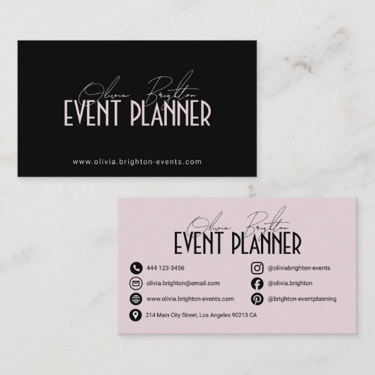 Modern Elegant Professional Event Planner 名刺 (正面/裏面)
