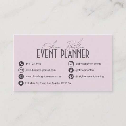 Modern Elegant Professional Event Planner 名刺 (裏面)