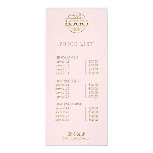 Modern Elegant Professional Logo Menu Price List ラックカード (正面)