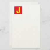Modern Elegant Professional Monogram Red Yellow 便箋 (正面/裏面)
