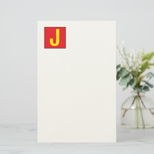 Modern Elegant Professional Monogram Red Yellow 便箋 (スタンド正面)