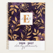 Modern Elegant Purple and Gold Floral Botanical プランナー手帳 (正面)