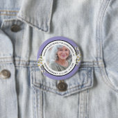 Modern Elegant Purple Floral In Loving Memory of 缶バッジ (インサイチュ)