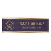 Modern Elegant Purple Gold Business Logo 名札 (正面)